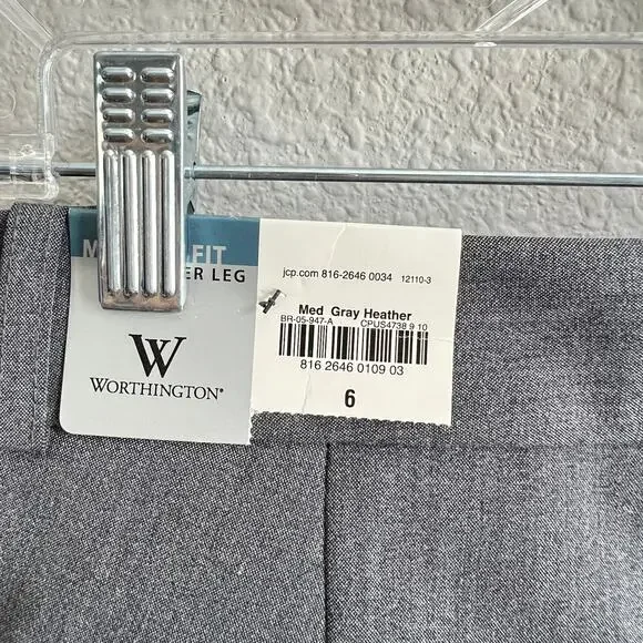 NEW Wortington Heather Gray Mid Rise Trouser Pant Women's 6 Modern Fit Stretch - Picture 6 of 9